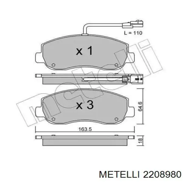 Передние тормозные колодки 2208980 Metelli