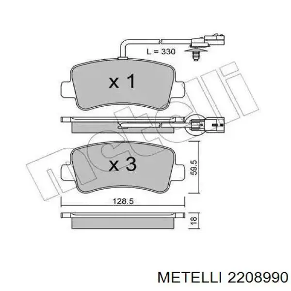 Задние тормозные колодки 2208990 Metelli