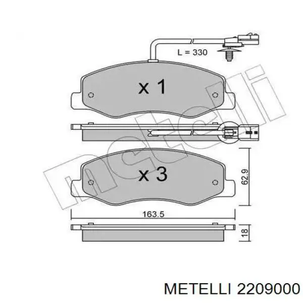 Задние тормозные колодки 2209000 Metelli