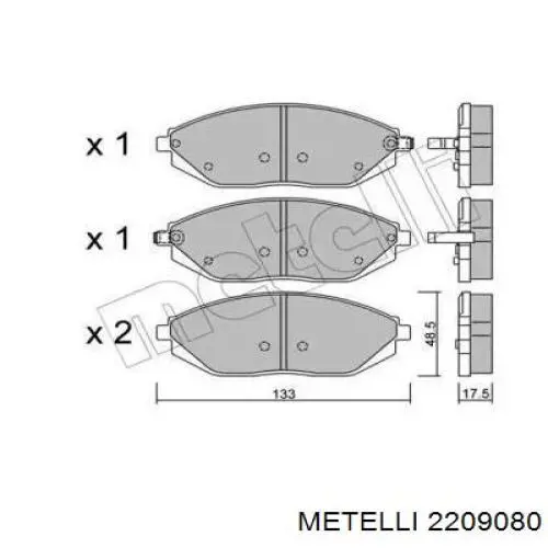 22-0908-0 Metelli колодки тормозные передние дисковые