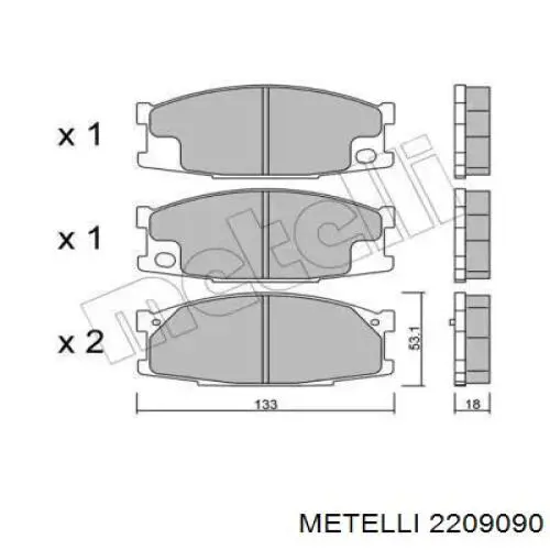 Передние тормозные колодки 2209090 Metelli