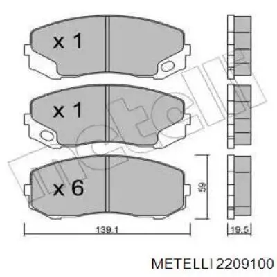 Передние тормозные колодки 2209100 Metelli