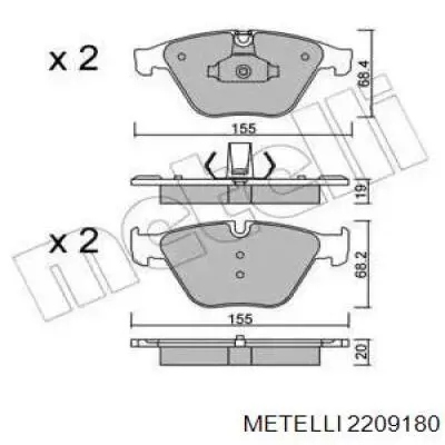 Передние тормозные колодки 2209180 Metelli