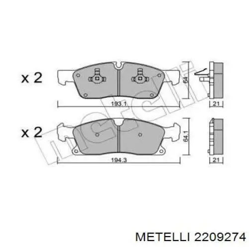 Передние тормозные колодки 2209274 Metelli