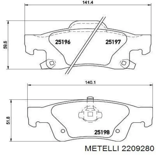 Колодки дисковые  Metelli 2209280 цена, от 28.71 USD