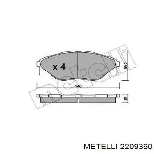 Передние тормозные колодки 2209360 Metelli