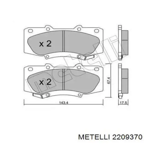 Передние тормозные колодки 2209370 Metelli