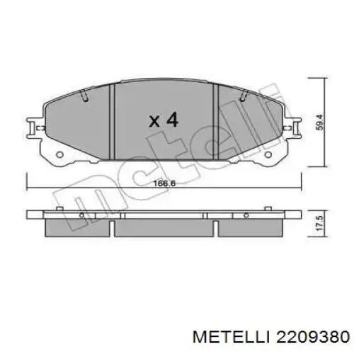 Передние тормозные колодки 2209380 Metelli