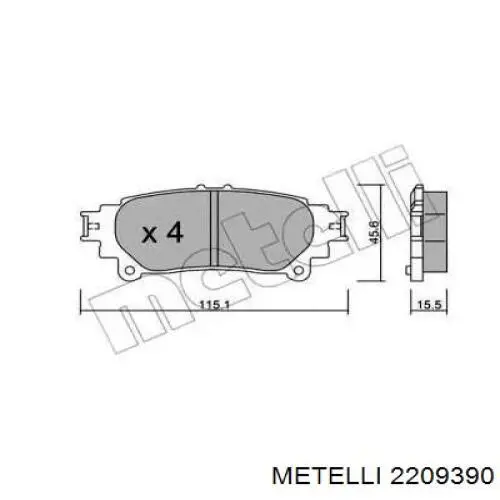 Задние тормозные колодки 2209390 Metelli