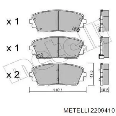 Передние тормозные колодки 2209410 Metelli