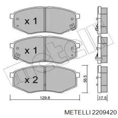 Передние тормозные колодки 2209420 Metelli