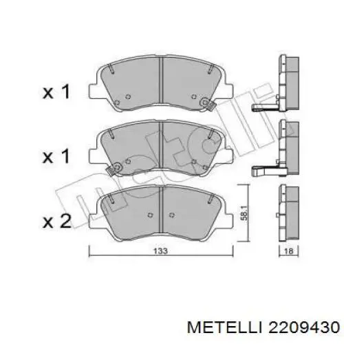 22-0943-0 Metelli передние тормозные колодки