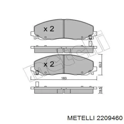 Передние тормозные колодки 2209460 Metelli