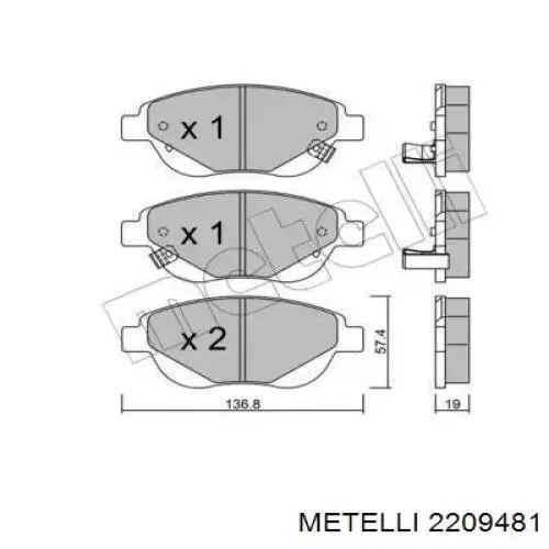22-0948-1 Metelli передние тормозные колодки