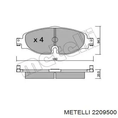 22-0950-0 Metelli передние тормозные колодки