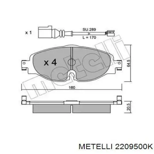 22-0950-0K Metelli передние тормозные колодки