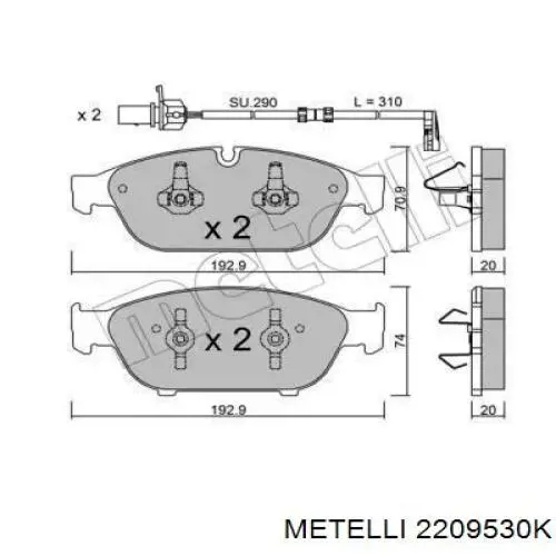 Передние тормозные колодки 2209530K Metelli