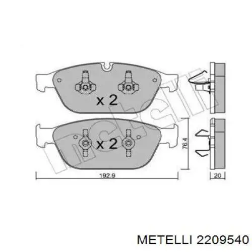 Передние тормозные колодки 2209540 Metelli