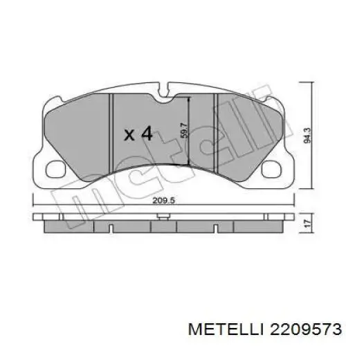 Передние тормозные колодки 2209573 Metelli