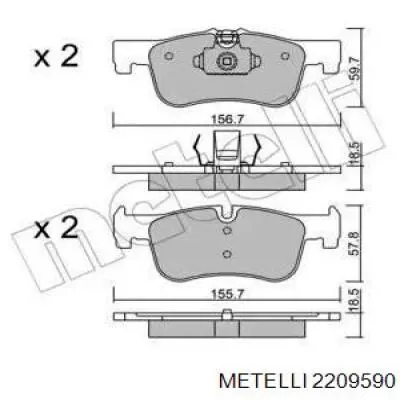 Передние тормозные колодки 2209590 Metelli