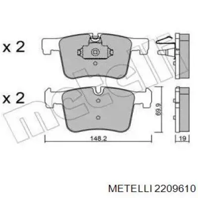 22-0961-0 Metelli sapatas do freio dianteiras de disco
