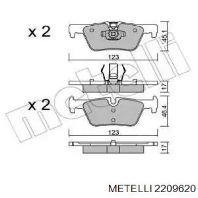Колодки тормозные задние дисковые METELLI 2209620