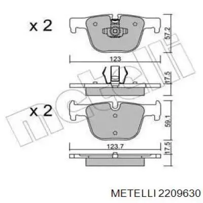 Задние тормозные колодки 2209630 Metelli