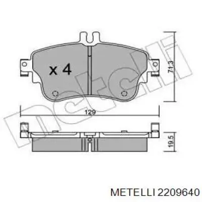 Передние тормозные колодки 2209640 Metelli