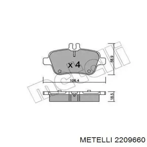 Задние тормозные колодки 2209660 Metelli