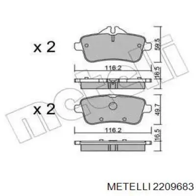 Задние тормозные колодки 2209683 Metelli