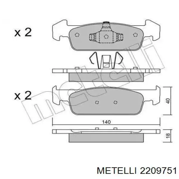 22-0975-1 Metelli sapatas do freio dianteiras de disco