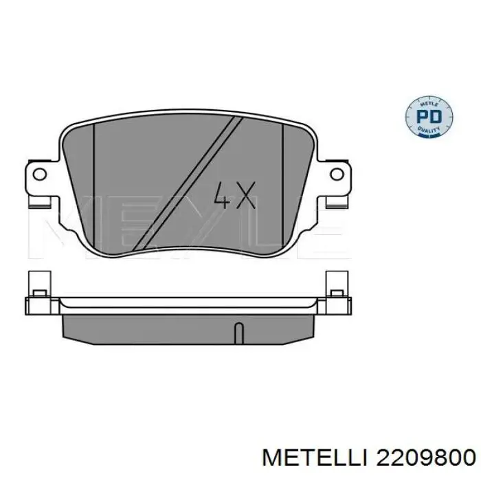 Pastillas de freno traseras 2209800 Metelli