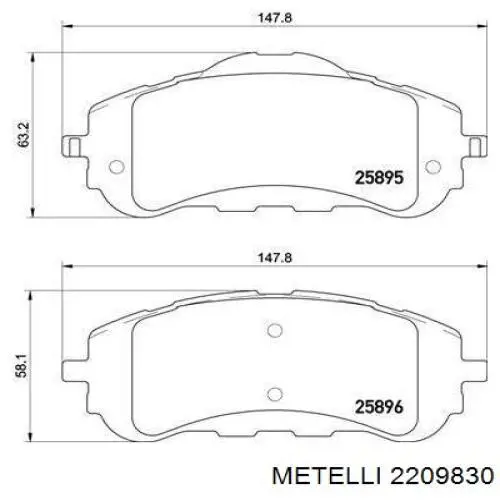 Передние тормозные колодки 2209830 Metelli