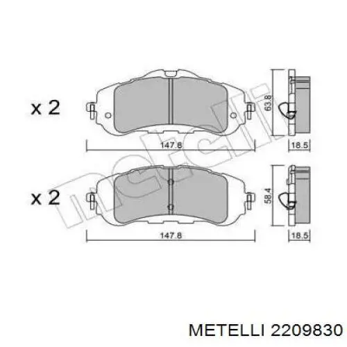 Передние тормозные колодки 2209830 Metelli