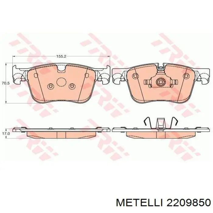 Передние тормозные колодки 2209850 Metelli