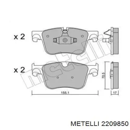 Передние тормозные колодки 2209850 Metelli