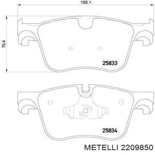 Купить 2209850 Metelli Колодки тормозные