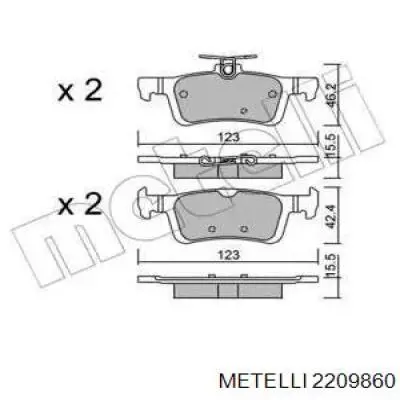 Задние тормозные колодки 2209860 Metelli