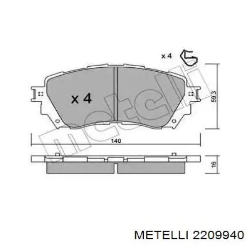 22-0994-0 Metelli sapatas do freio dianteiras de disco