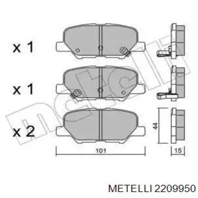 Задние тормозные колодки 2209950 Metelli