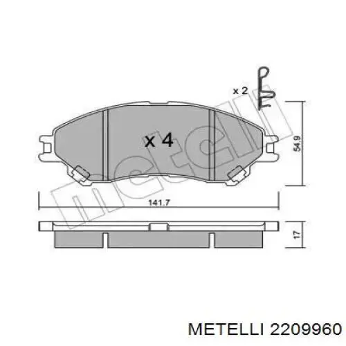 Передние тормозные колодки 2209960 Metelli