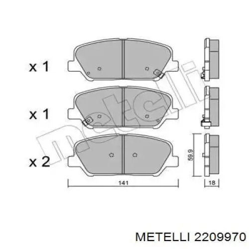 22-0997-0 Metelli передние тормозные колодки