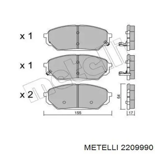 Передние тормозные колодки 2209990 Metelli