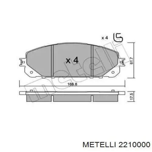 Передние тормозные колодки 2210000 Metelli