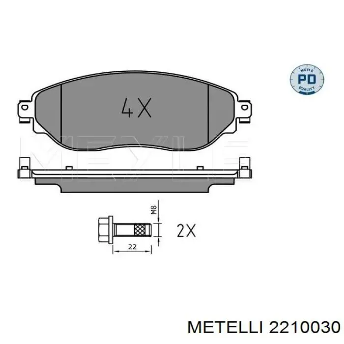 Передние тормозные колодки 2210030 Metelli