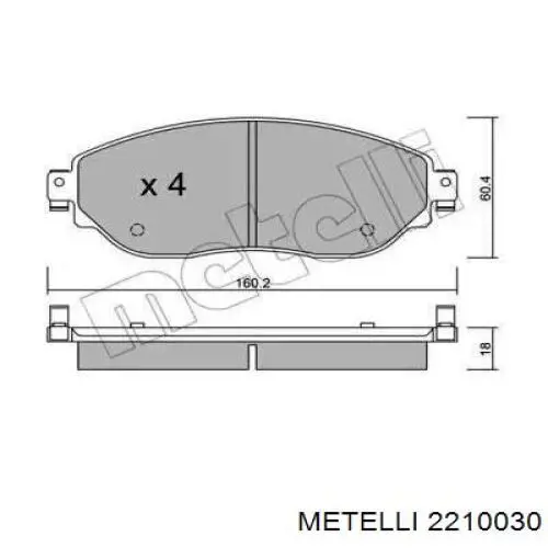 Передние тормозные колодки 2210030 Metelli