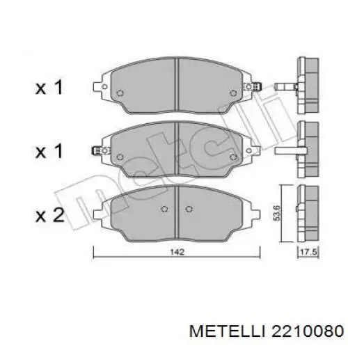 22-1008-0 Metelli передние тормозные колодки