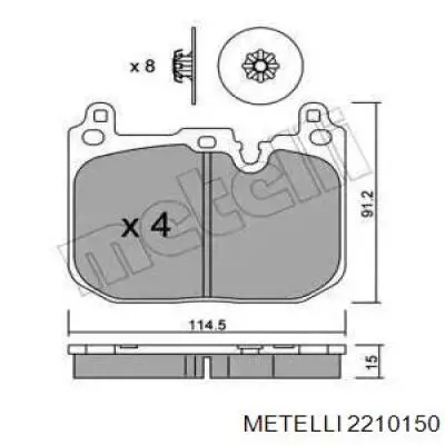 Передние тормозные колодки 2210150 Metelli