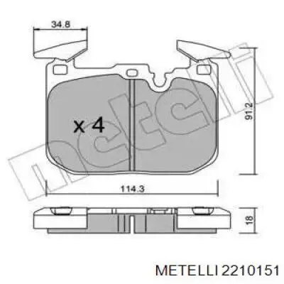 Передние тормозные колодки 2210151 Metelli