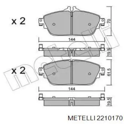 Передние тормозные колодки 2210170 Metelli